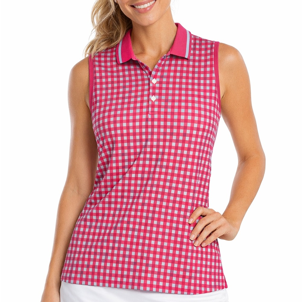 RLX by Ralph Lauren Pink Checkered Sleeveless tennis Women's Top